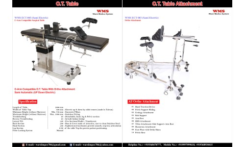 C - Arm Compatible Ot Table With Ortho Attachment Semi Automatic  (Up Down Electric)