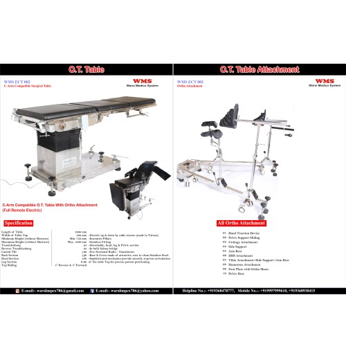 C-Arm Compatible Ot Table Full Electric With Ortho Attachment